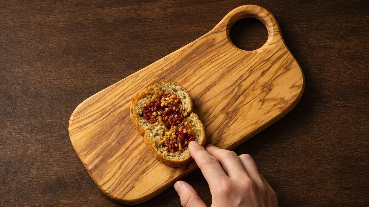 Alba olive wood serving board, full view